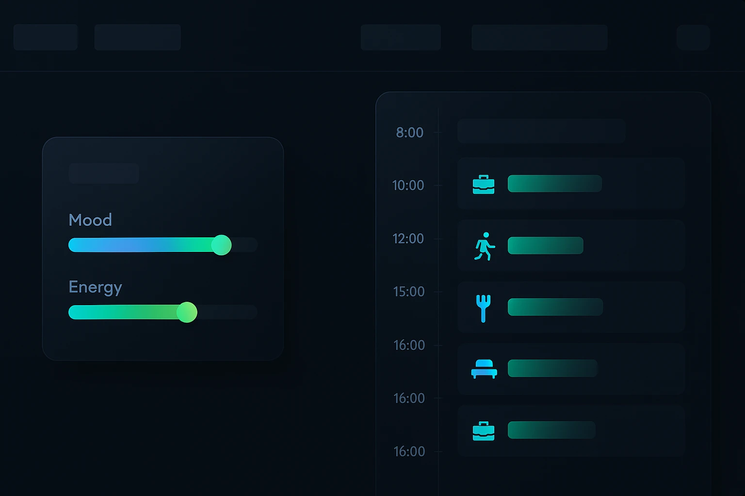 Aperçu du tableau de bord et du plan de journée